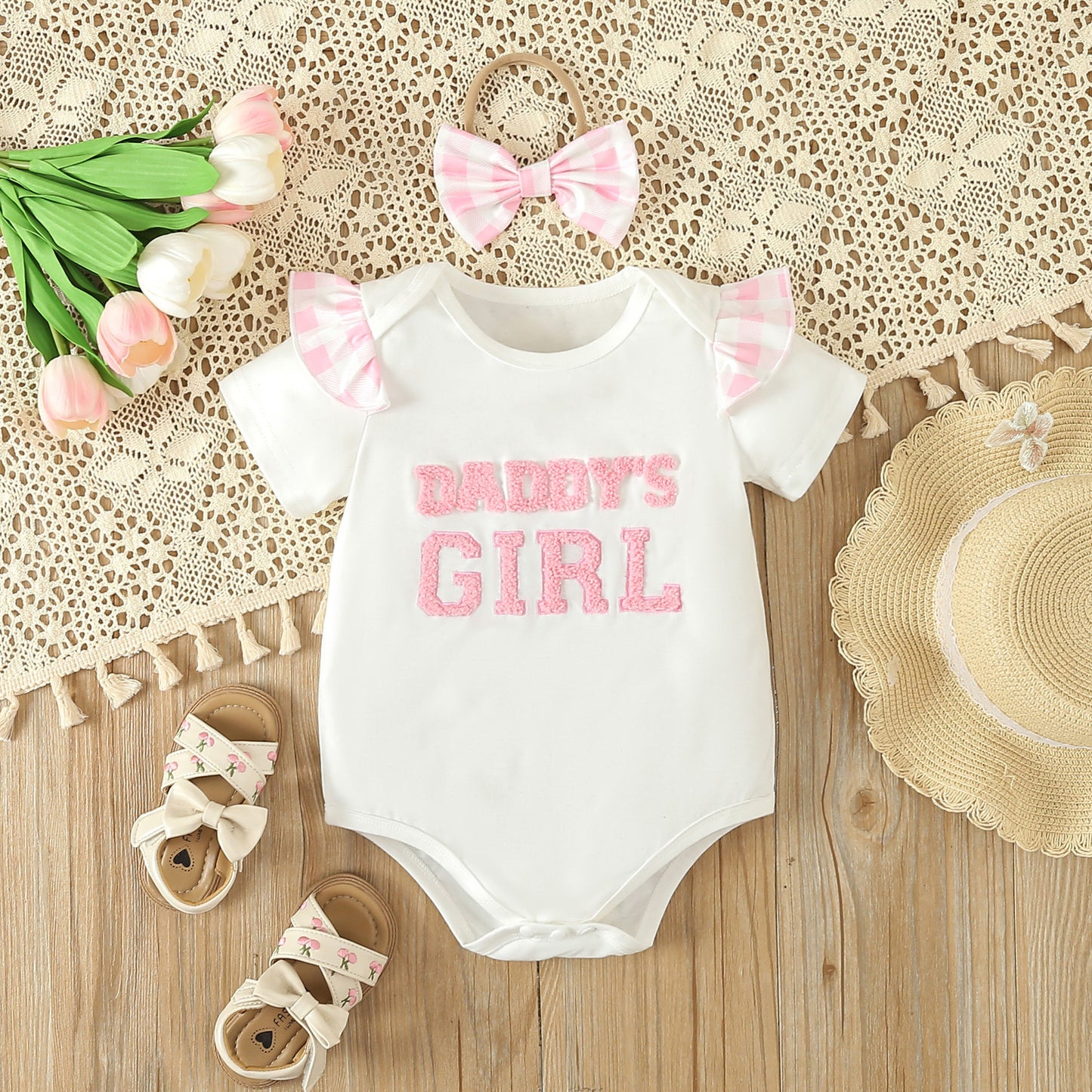 Daddy's Girl Plaid Outfit 3pcs set