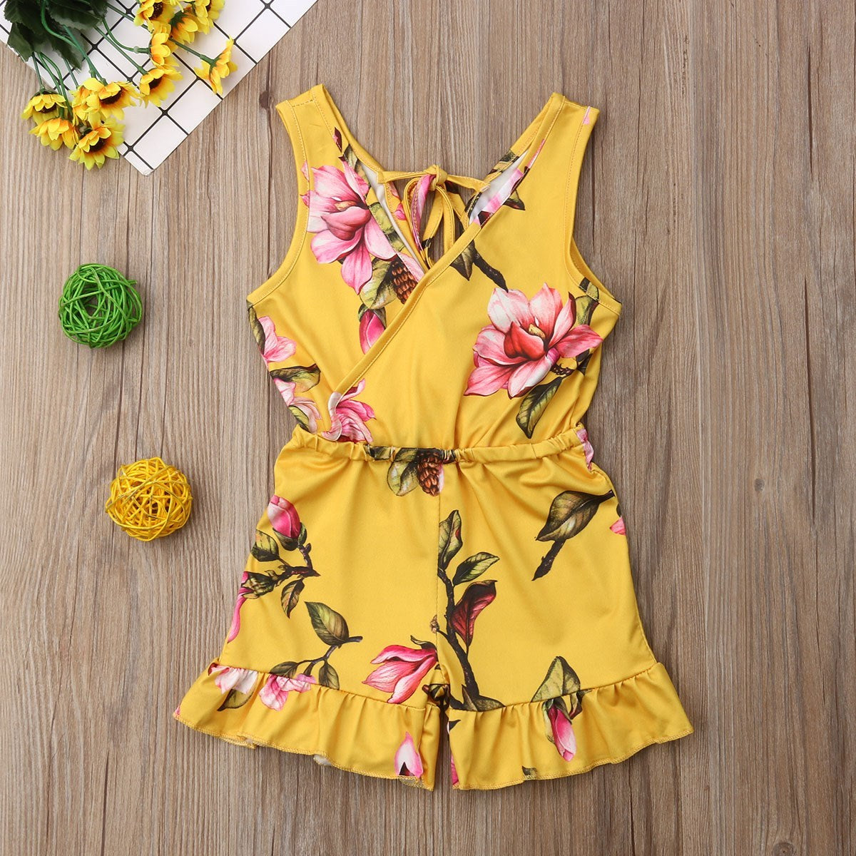 Girl's Floral Sleeveless Jumpsuit