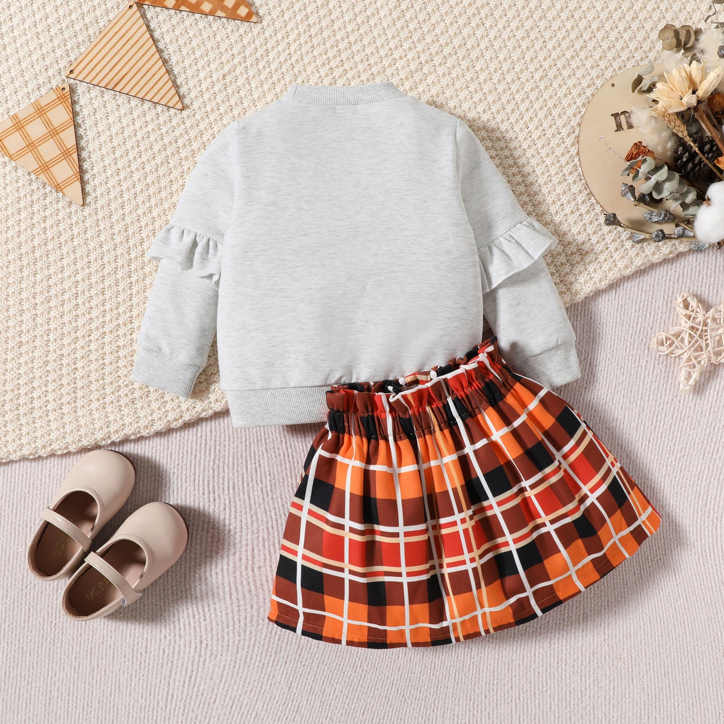 Girl's Fall Plaid Outfit 2pcs set