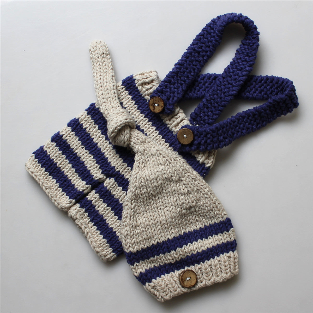 Baby 1st Pic Knitted Striped Overalls and Hat