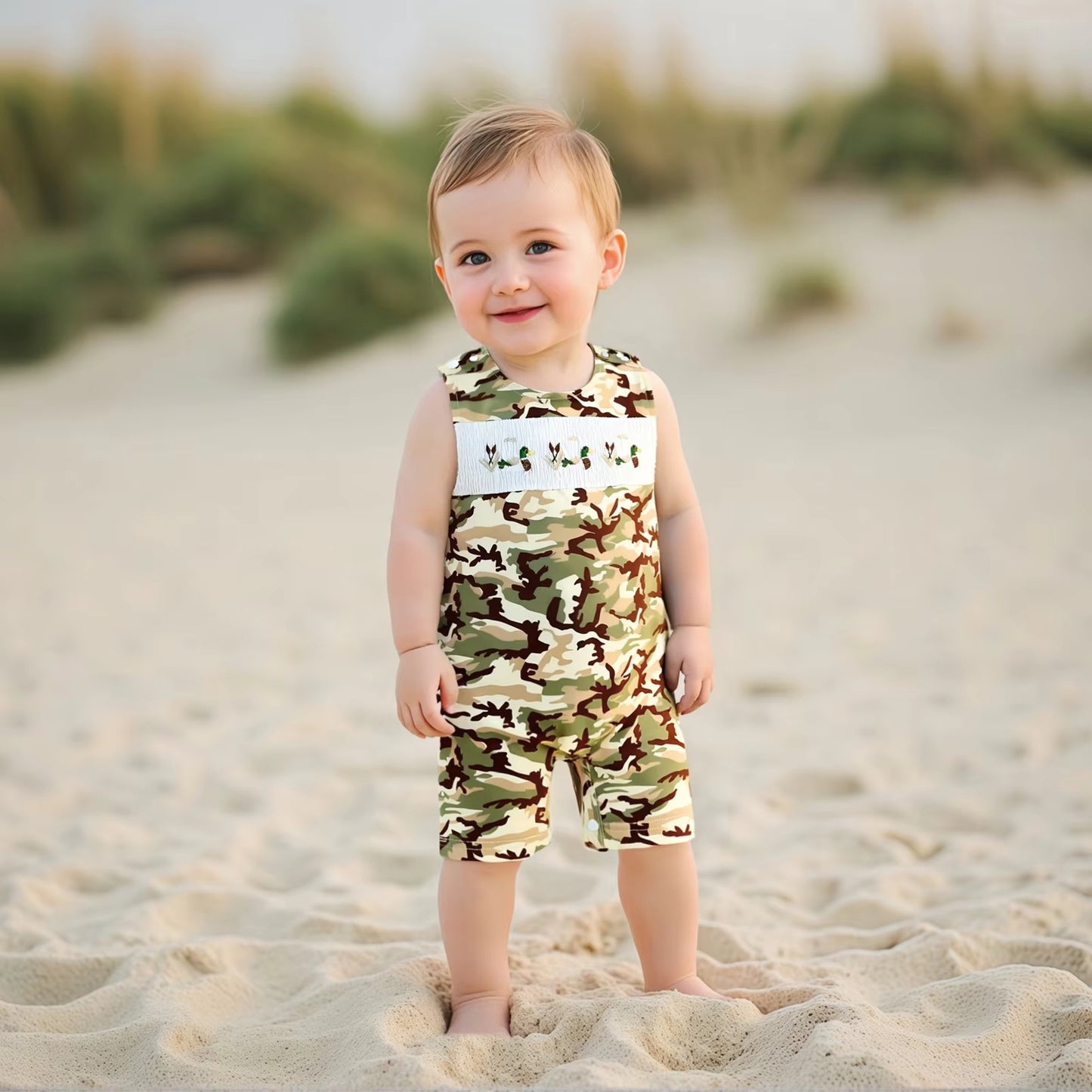 Baby Boy Sleeveless Camo Romper