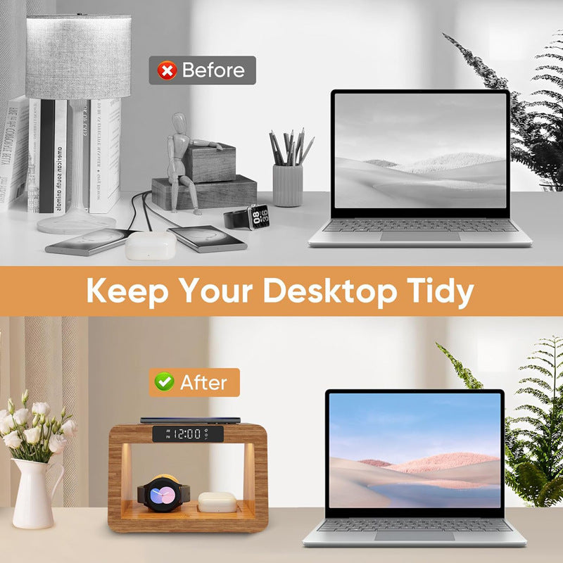 Multifunctional Bamboo Wireless Charger