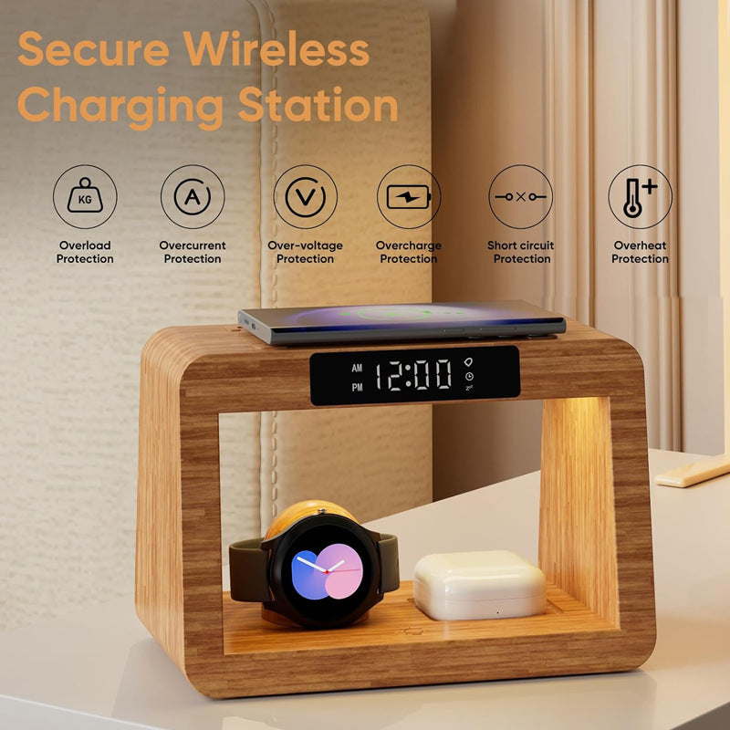 Multifunctional Bamboo Wireless Charger