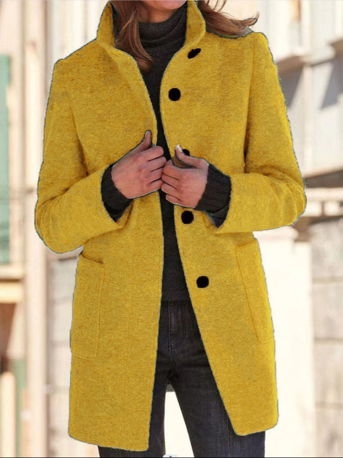 Women's Stand Collar Woolen Coat