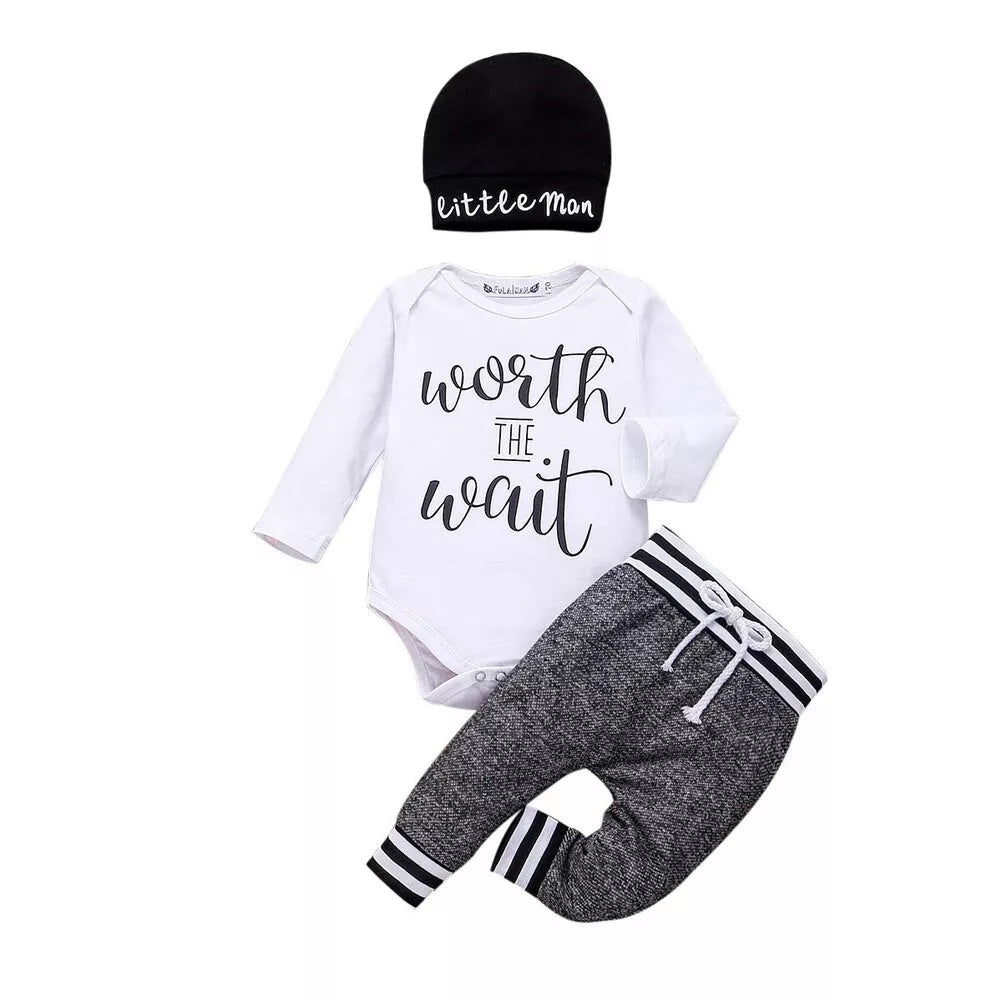 Baby Boy Worth The Wait Outfit 3pc set