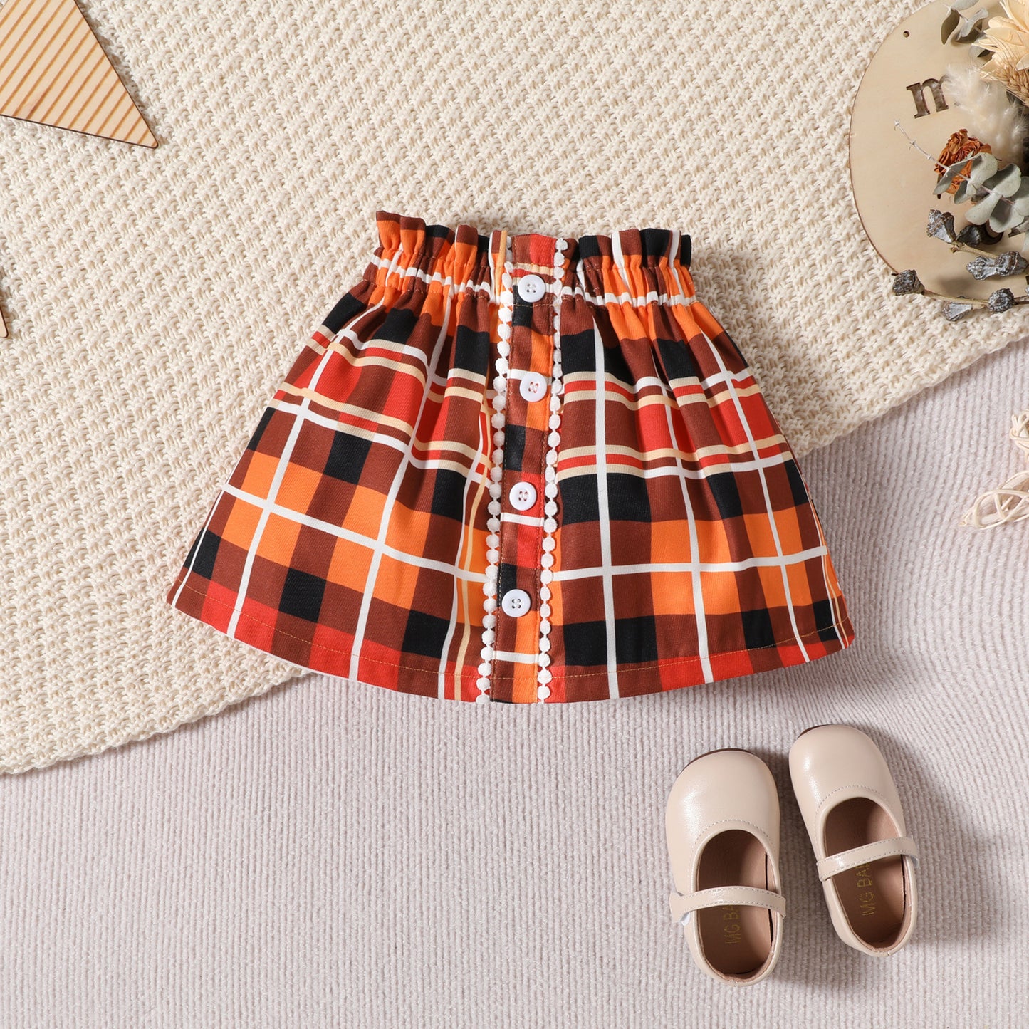 Girl's Fall Plaid Outfit 2pcs set