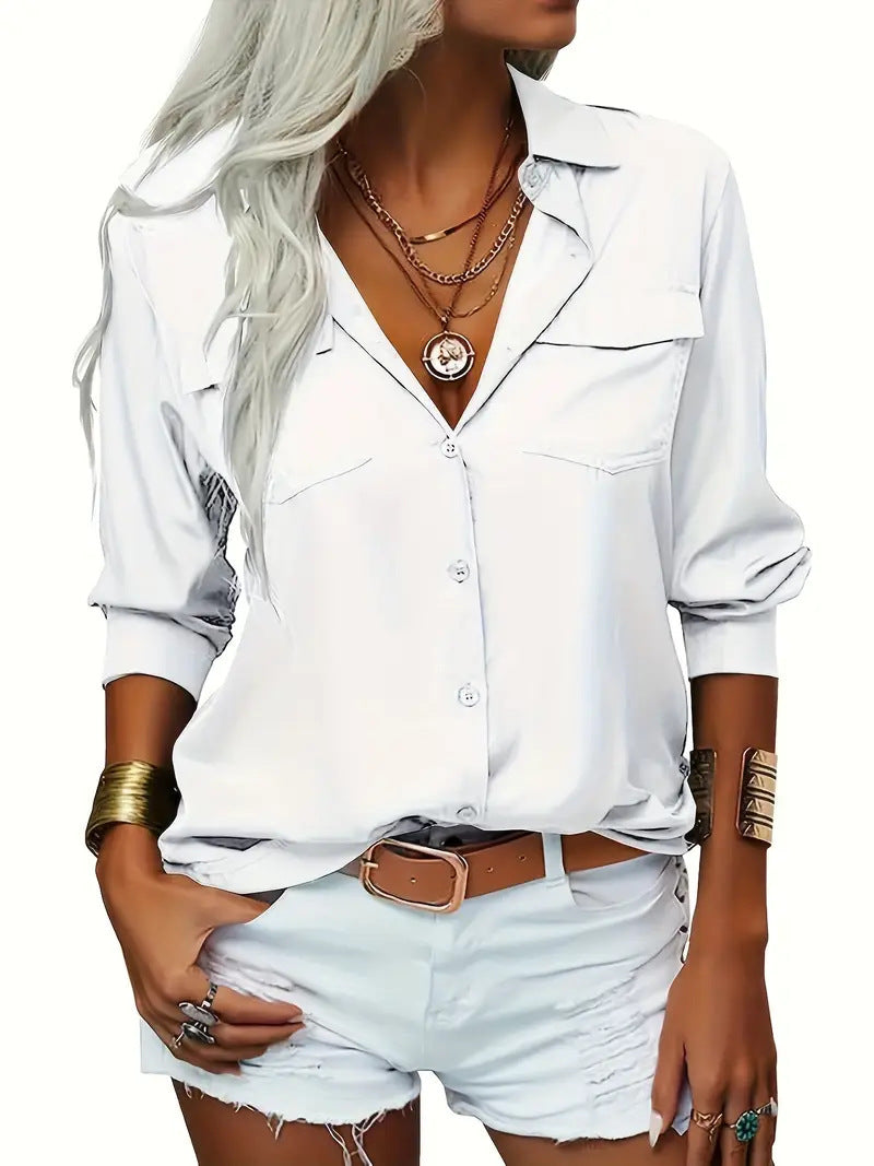 Women's Chiffon Button Down Blouse