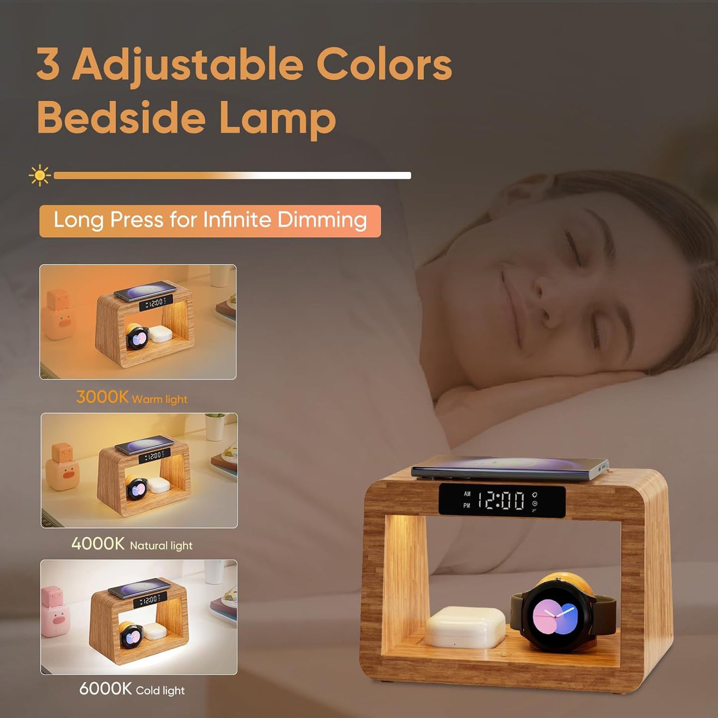 Multifunctional Bamboo Wireless Charger