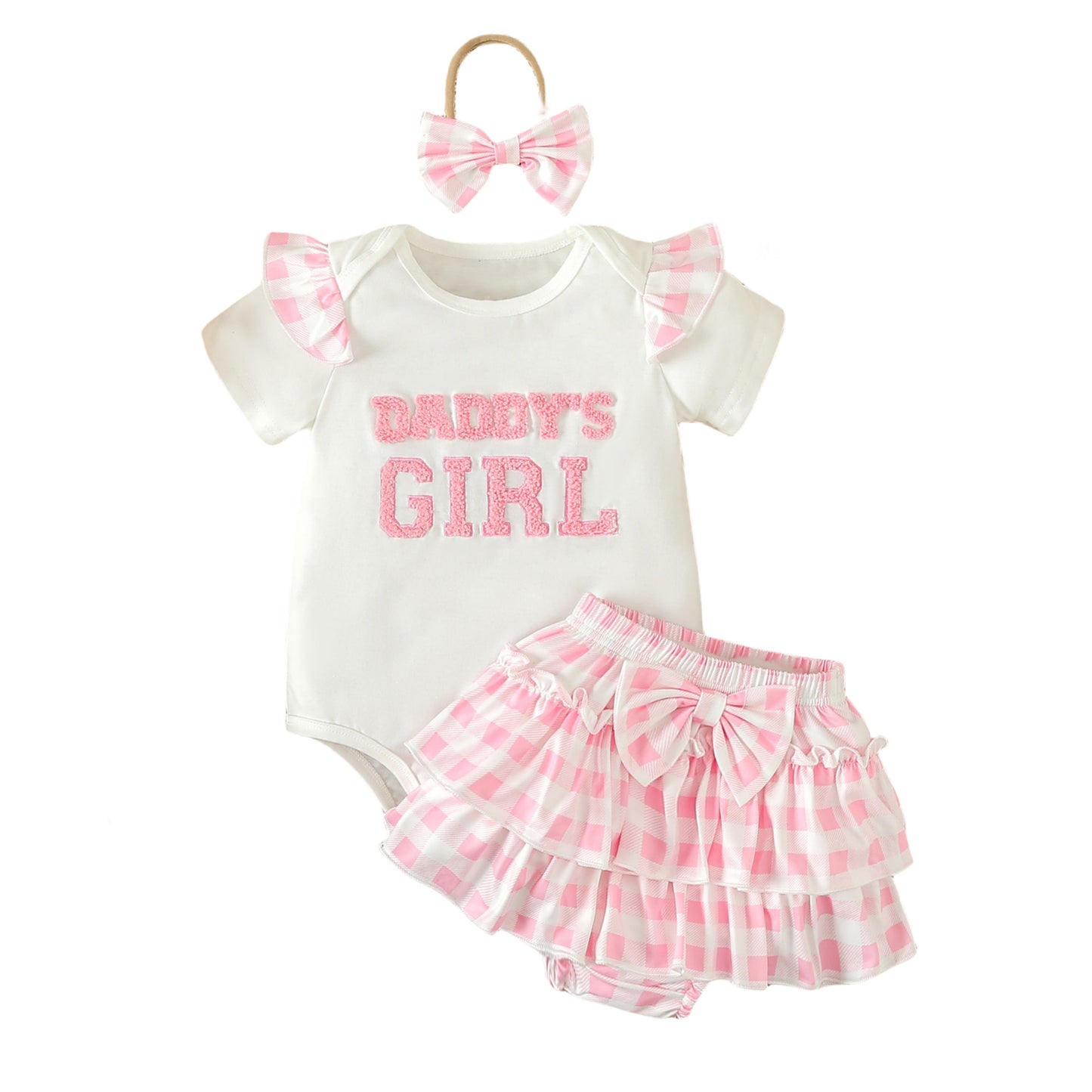 Daddy's Girl Plaid Outfit 3pcs set