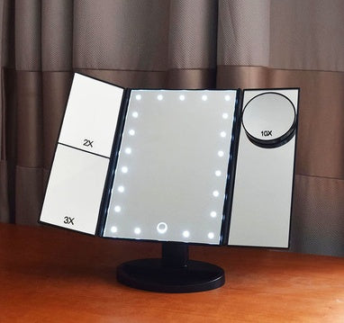 Compact Three-Sided Foldable Beauty Mirror