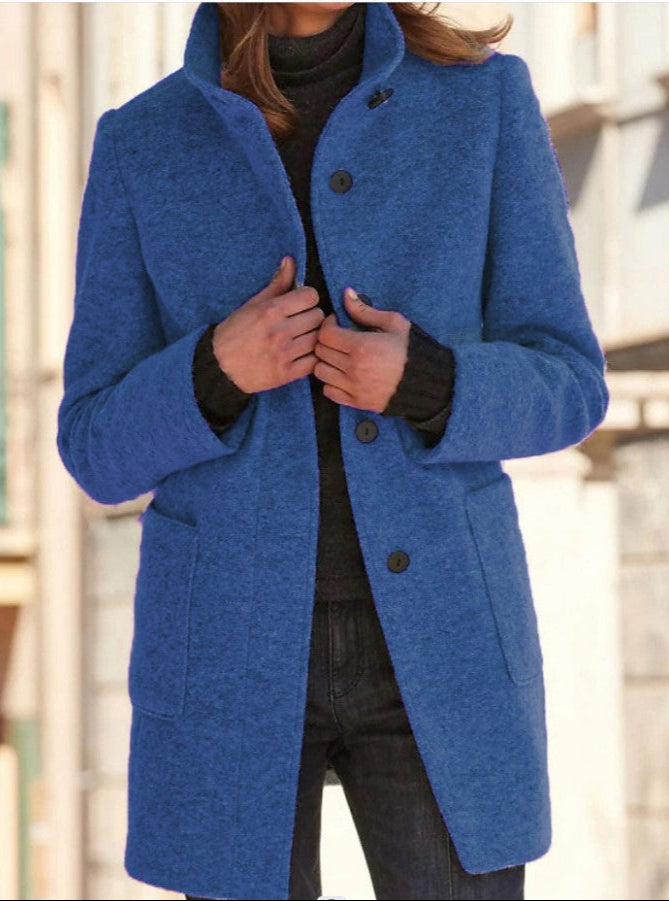 Women's Stand Collar Woolen Coat