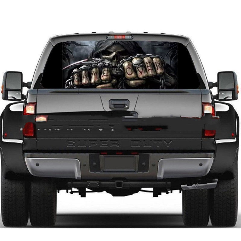 Game Over Skull Fist Rear Window Decal