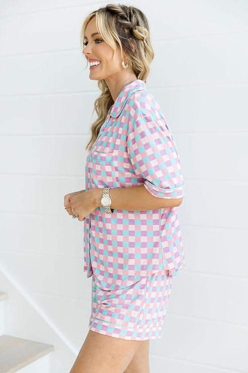 Women's Plaid Pajama 2pcs Set