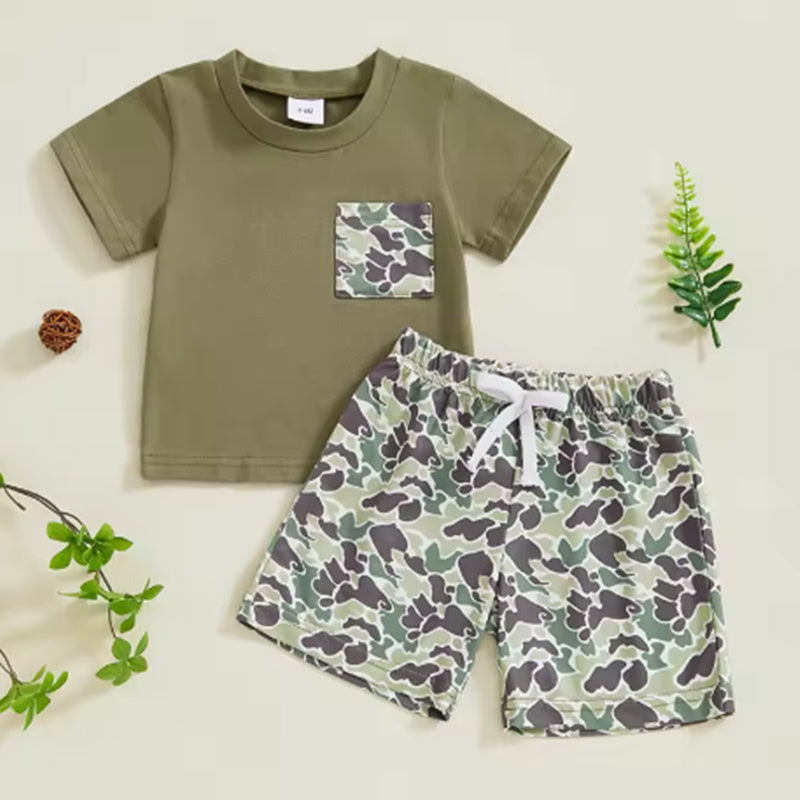 Boy's Old School Camo Outfit 2pcs set