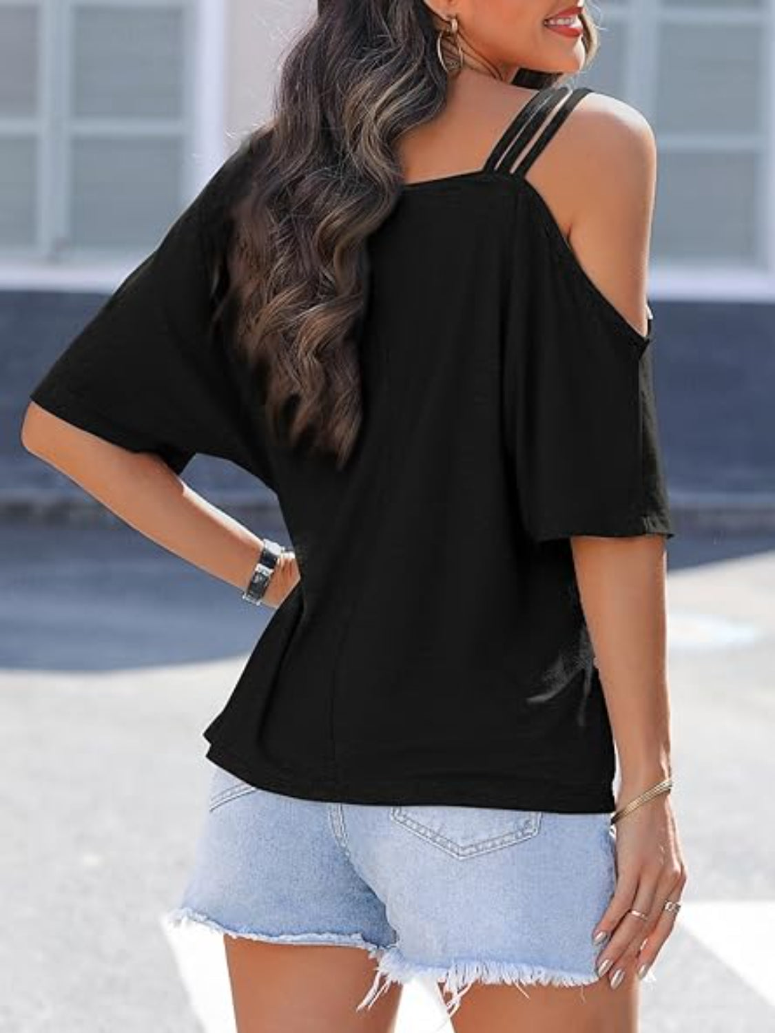 Women's Asymmetrical Cold Shoulder Top