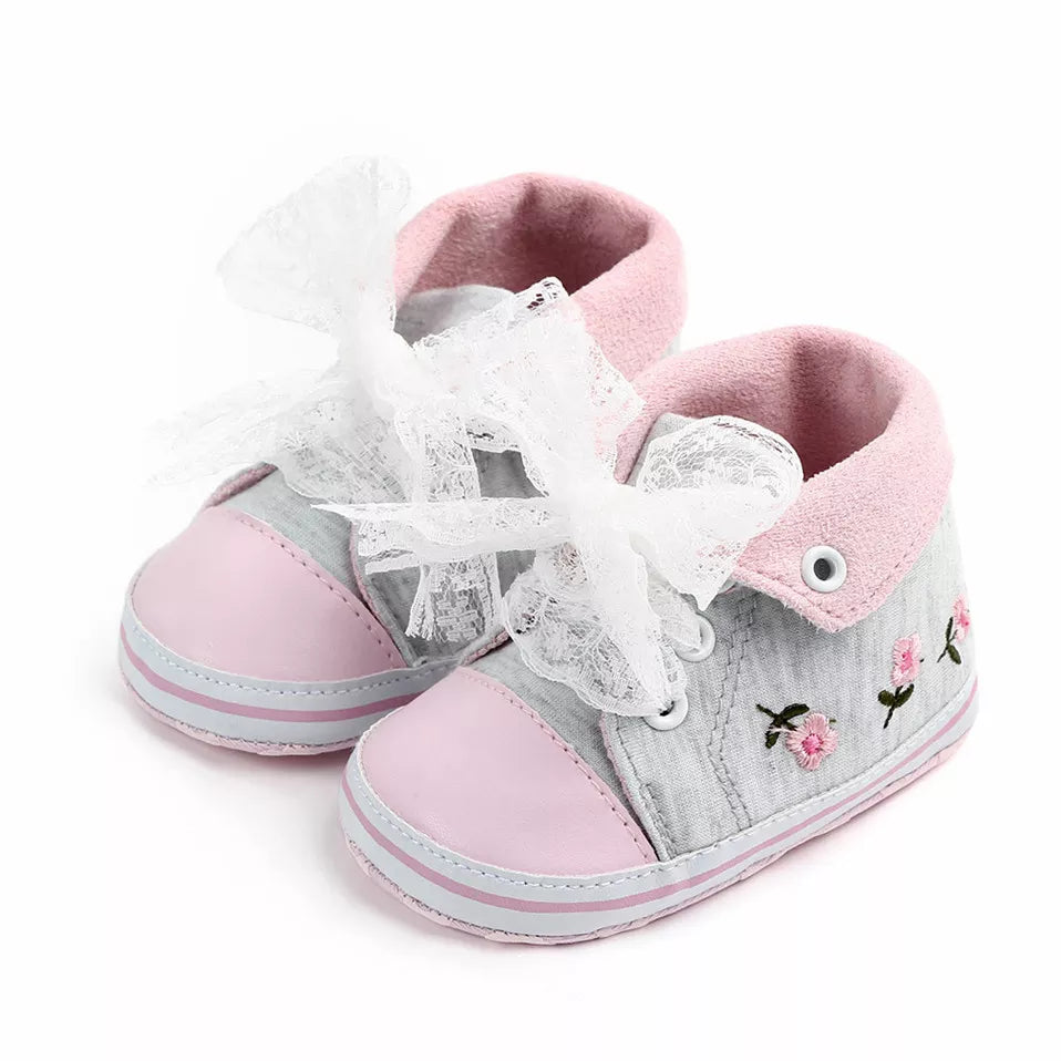 Baby Girl Floral Embroidered High Tops
