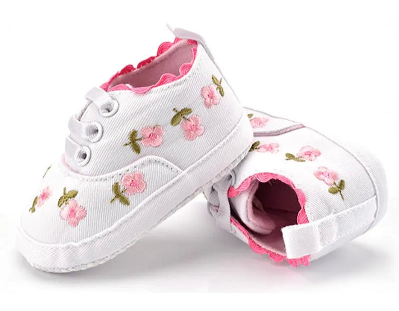 Baby Girl Floral Embroidered Shoes