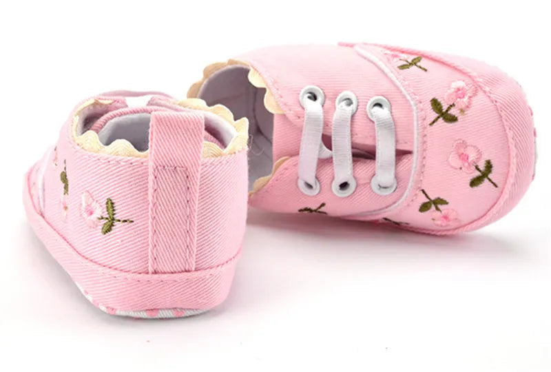 Baby Girl Floral Embroidered Shoes