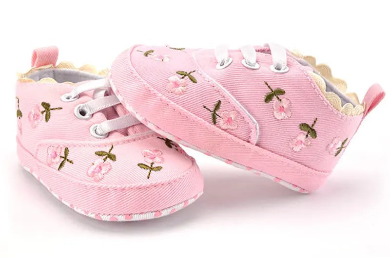 Baby Girl Floral Embroidered Shoes