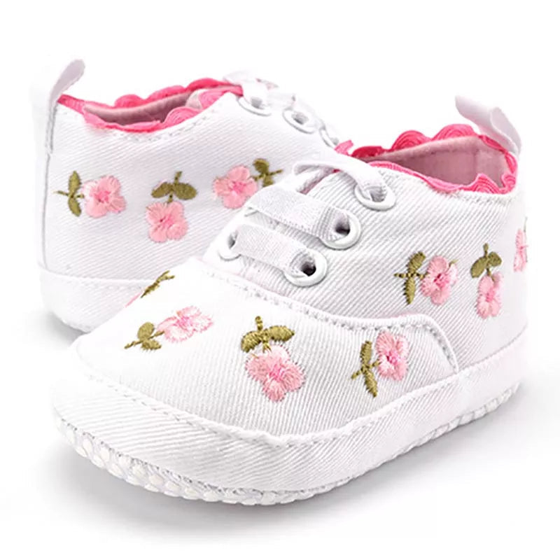 Baby Girl Floral Embroidered Shoes