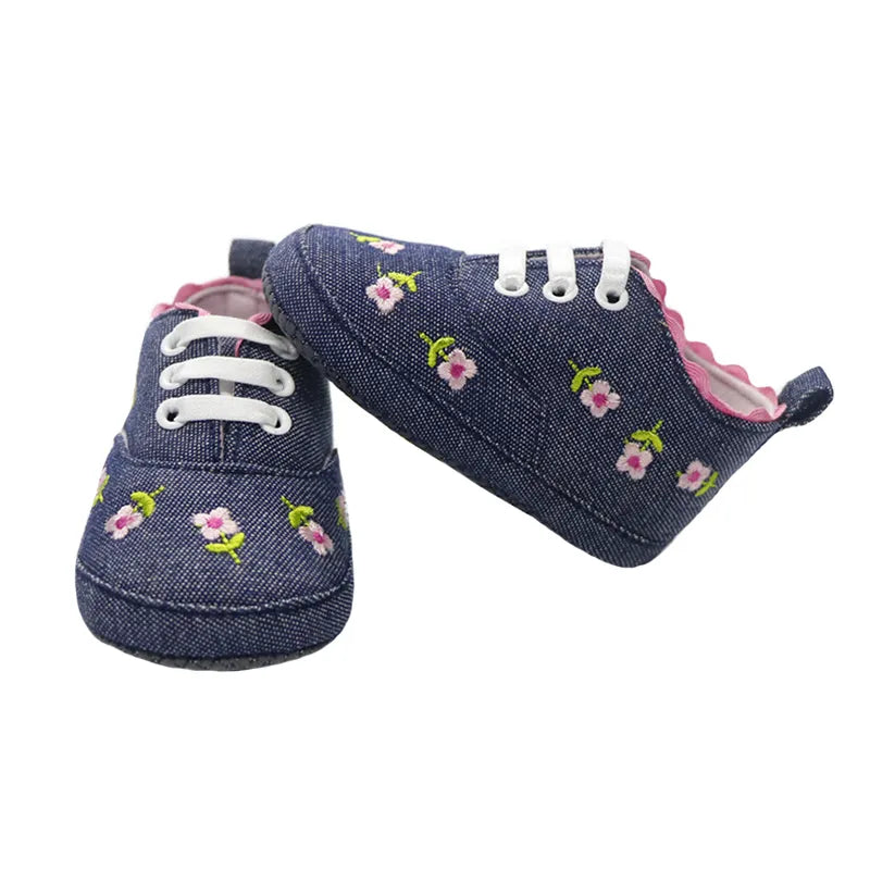 Baby Girl Floral Embroidered Shoes
