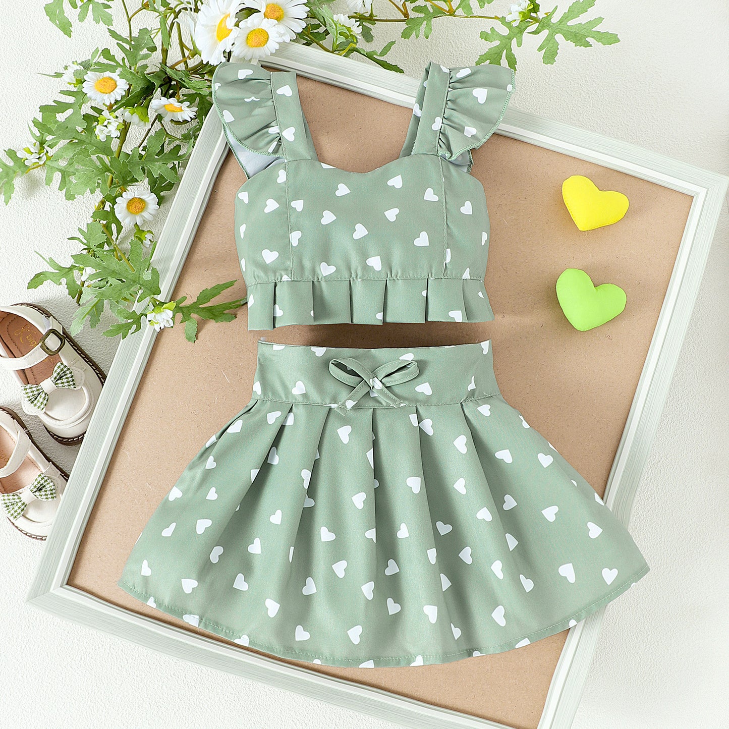 Baby Girl's Pleated Dress 2pcs set