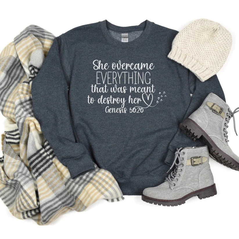 Christian She Overcame Sweatshirt