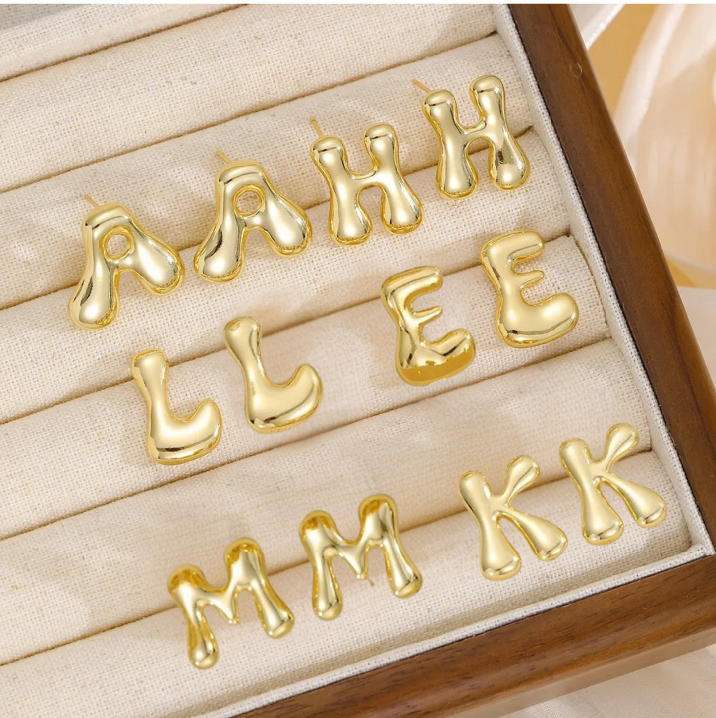 Claudia's Bubble Letter Stud Earrings A-M
