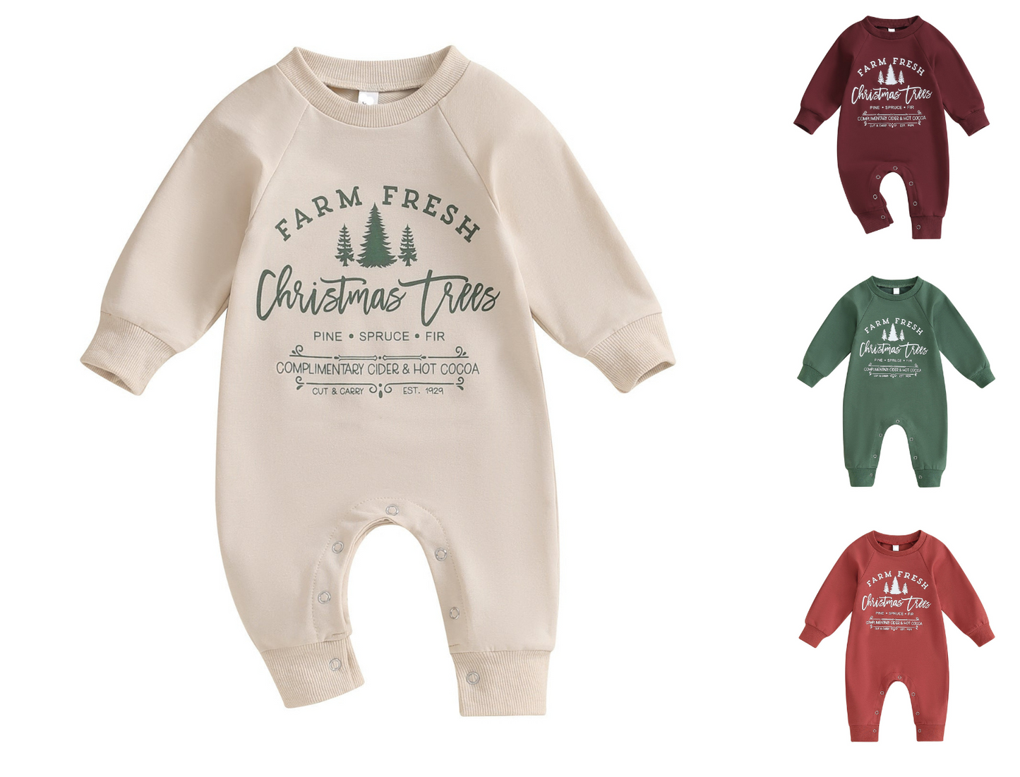 Baby's Farm Fresh Christmas Trees Romper