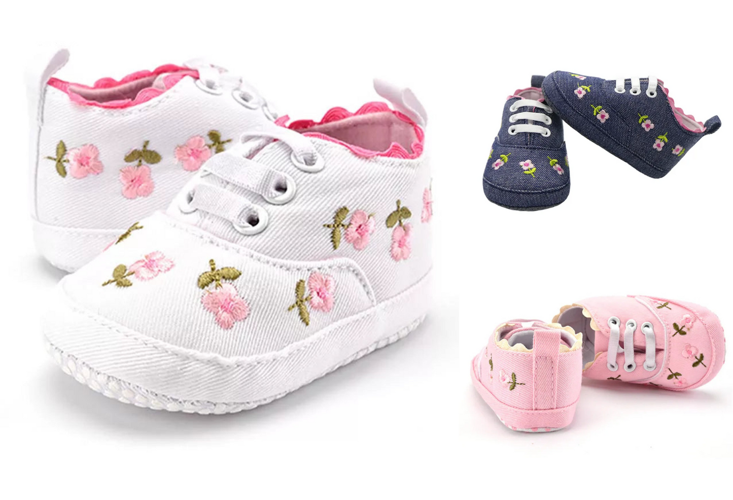 Baby Girl Floral Embroidered Shoes