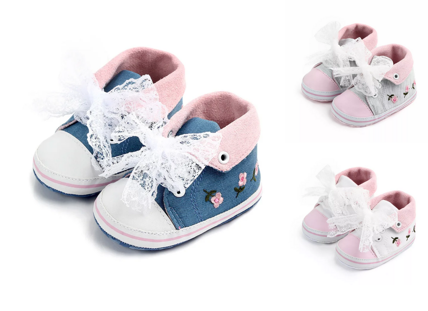 Baby Girl Floral Embroidered High Tops