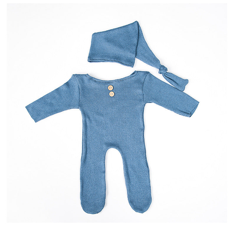 Newborn 1st Pic Knitted Jumpsuit 2-Piece Set