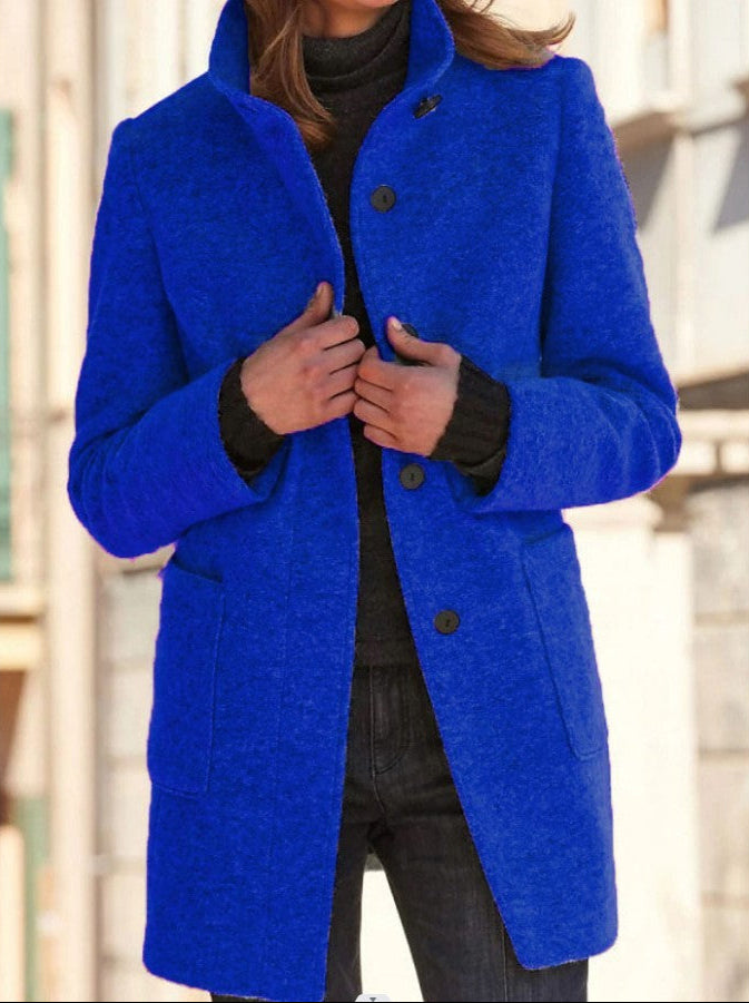 Women's Stand Collar Woolen Coat