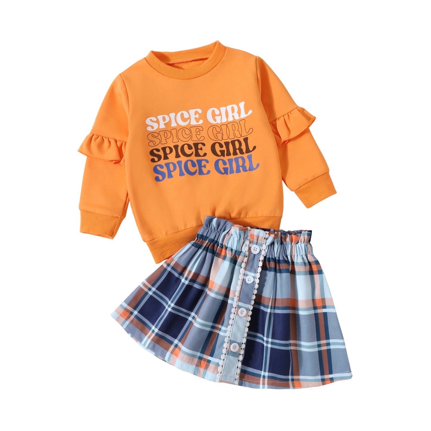 Girl's Fall Plaid Outfit 2pcs set