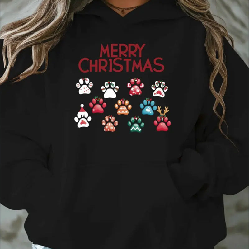 Merry Christmas Colorful Paw Hoodie