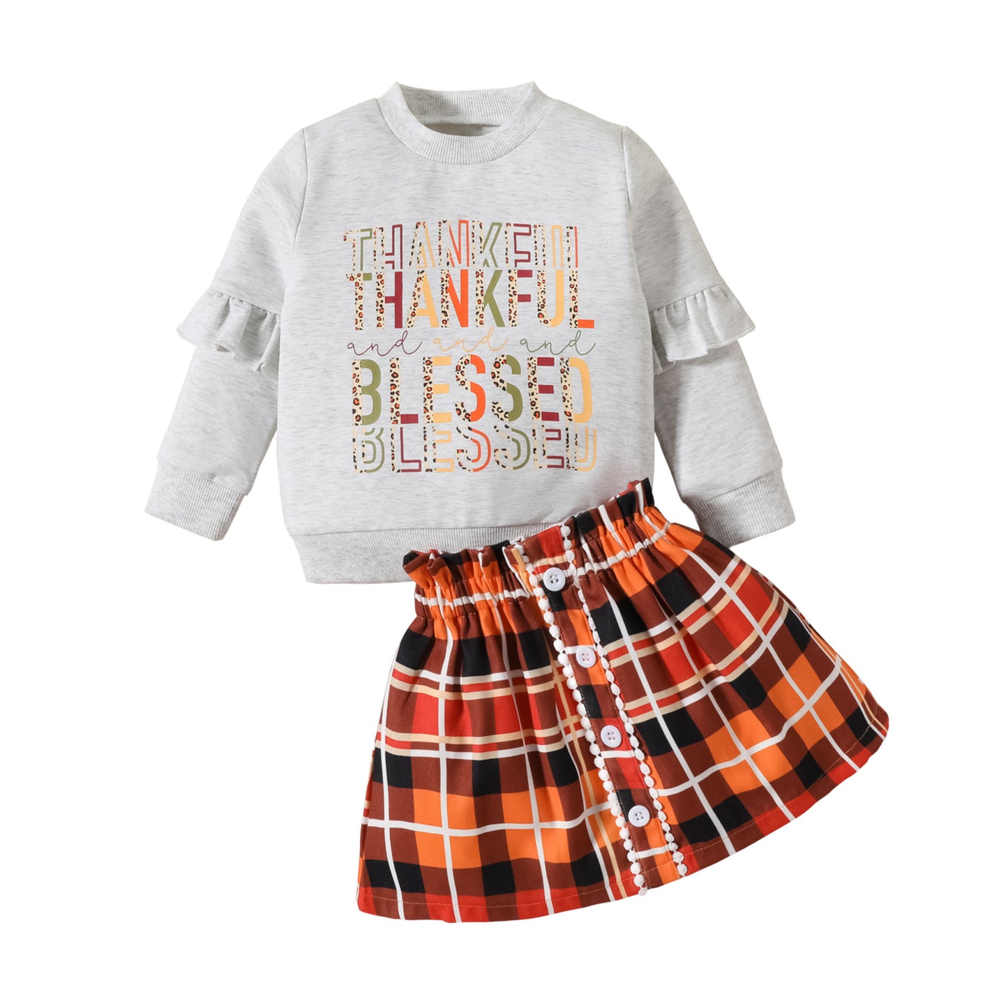 Girl's Fall Plaid Outfit 2pcs set