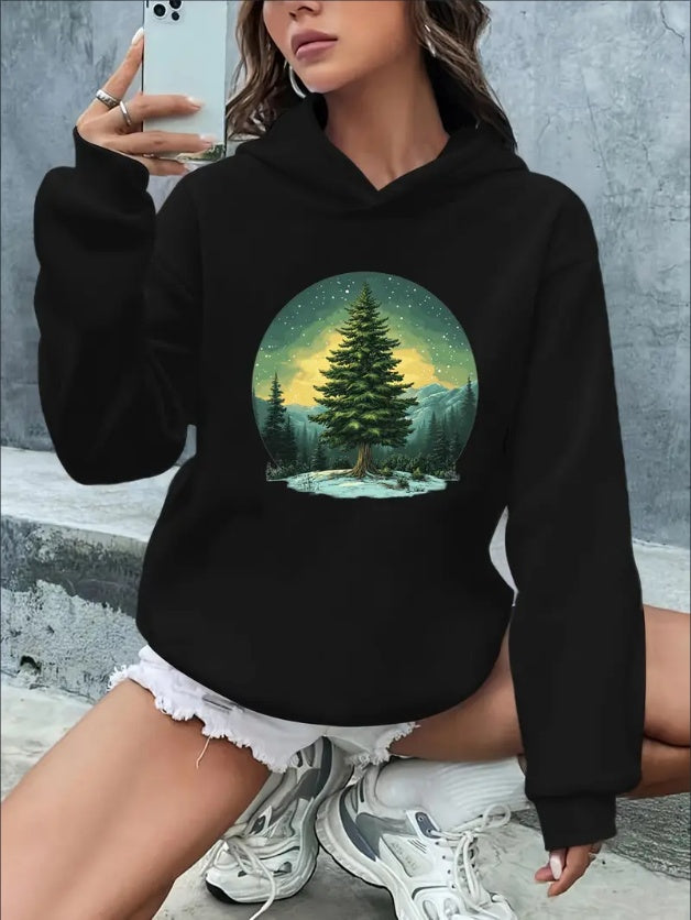 Women's Christmas Tree Snow Globe Hoodie