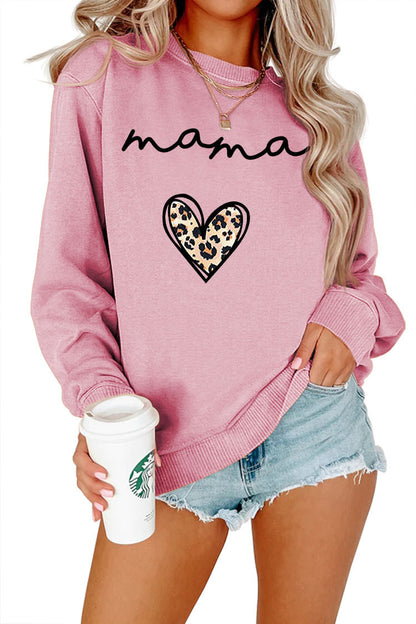 Mama Leopard Heart Sweatshirt