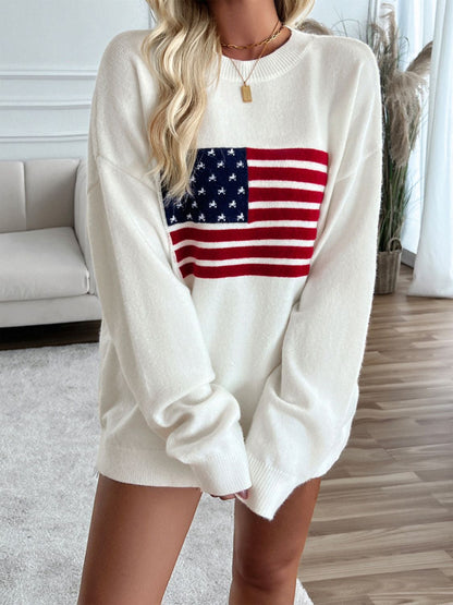 Women's Knit American Flag Sweater