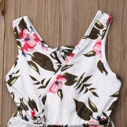 Girl's Floral Sleeveless Jumpsuit
