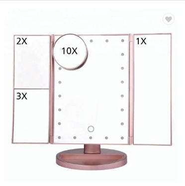 Compact Three-Sided Foldable Beauty Mirror