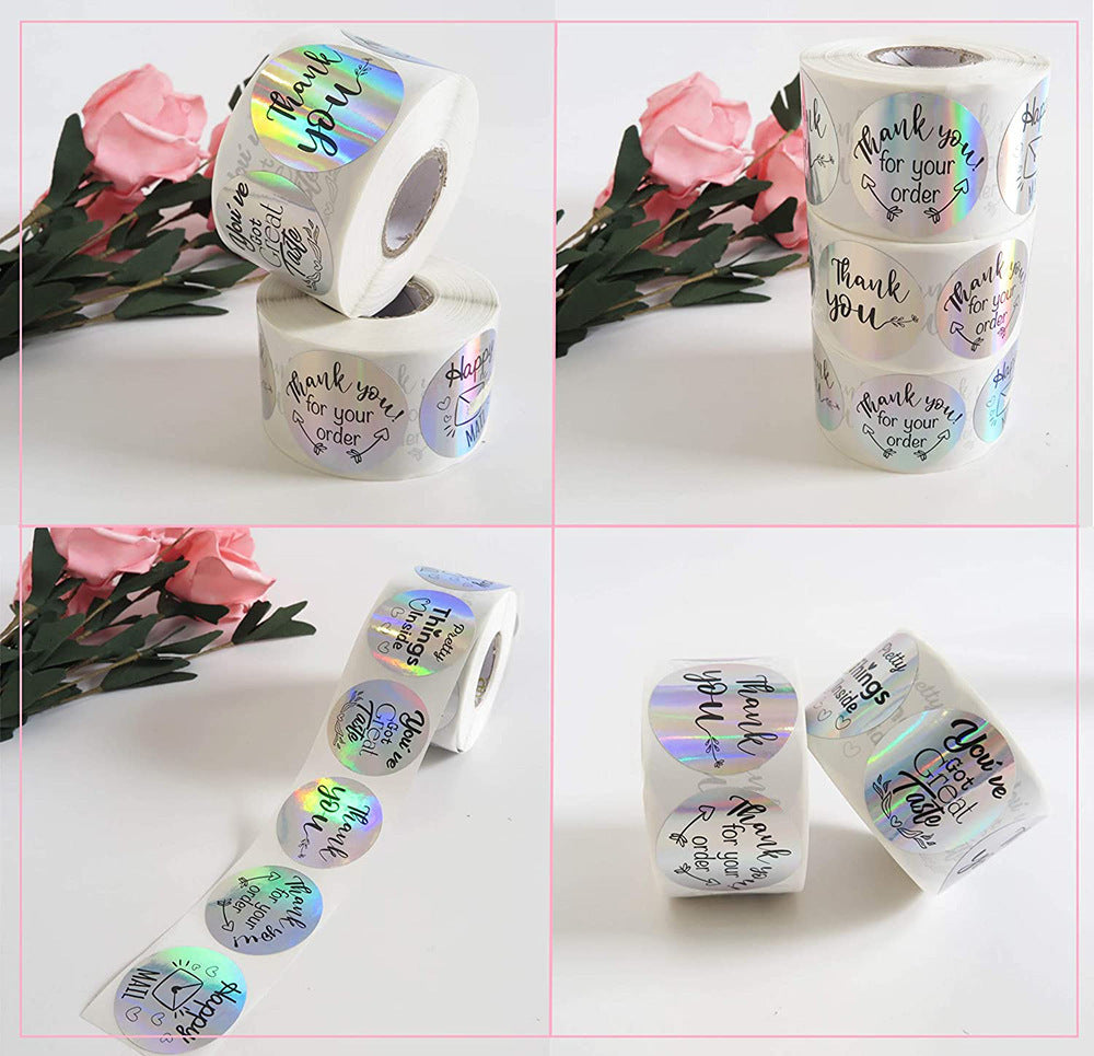 Round Holographic Business Laser Stickers