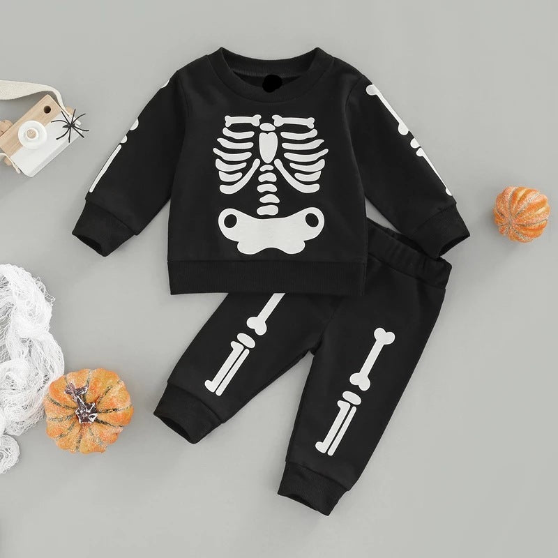 Baby's Skeleton Sweatsuit Outfit 2pcs set