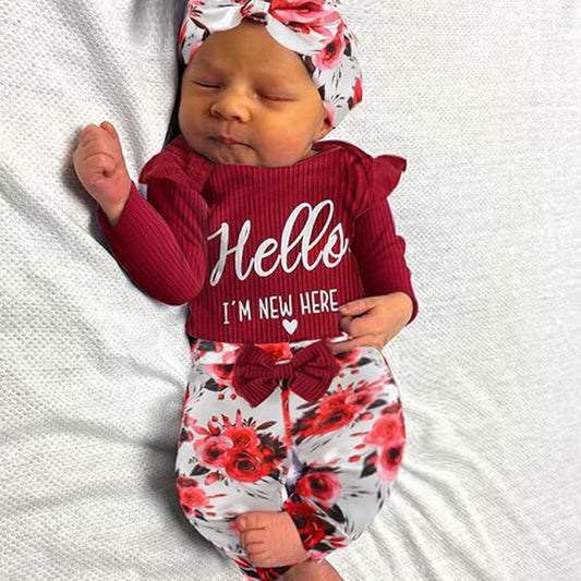 Baby Girl's Hello I'm New Here Outfit