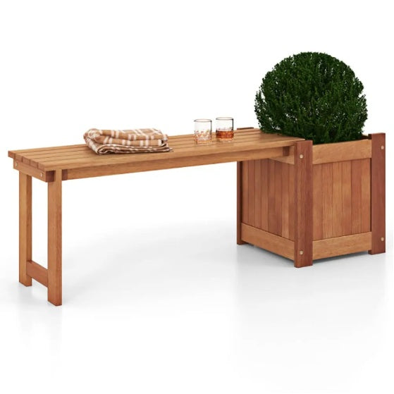 Wooden Planter Box Bench
