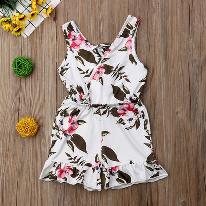 Girl's Floral Sleeveless Jumpsuit