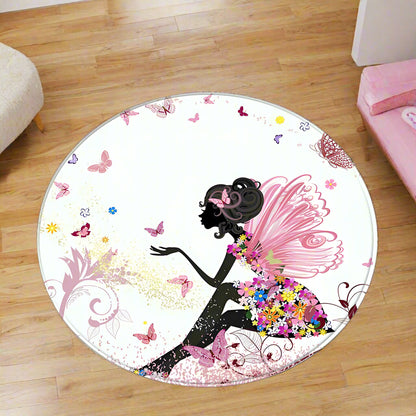 Butterfly Fairy Round Woven Rug