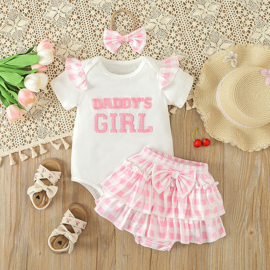 Daddy's Girl Plaid Outfit 3pcs set