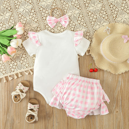 Daddy's Girl Plaid Outfit 3pcs set