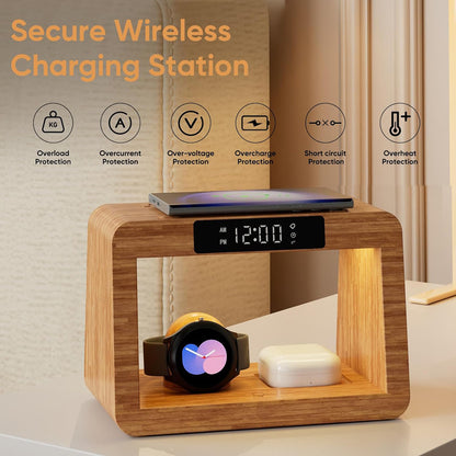 Multifunctional Bamboo Wireless Charger